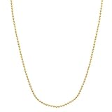 14k Gold Plated Thin 1mm Military Style Ball Link Chain Necklace, 24