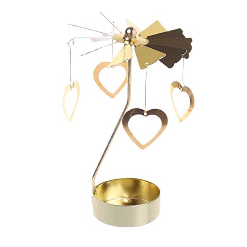 JK Home Spinning Tealight Candle Holder Lanterns Wedding Home Table Decoration Valentine's Day Gift P:Gold Heart