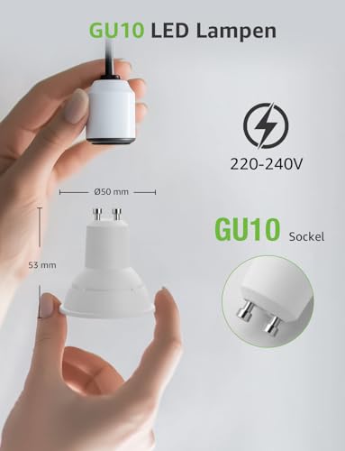 Lepro GU10 LED Warm White 6 W Bulb, 2700 K Warm White, 630 Lumen, 38° Beam Angle, Non-Dimmable Reflector Lamp, Energy Saving GU10 LED Bulb for Living Room, Kitchen, Bedroom, Pack of 4
