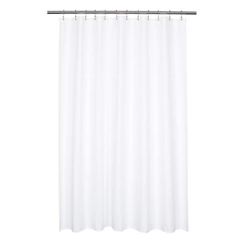 image for Barossa Design Honeycomb Waffle Weave Shower Curtain Cotton Blend Extr