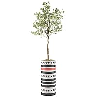 SIGNWIN Eucalyptus Tree with Striped Black & Red Vase with Polygons Geometric Shapes Minimalism Zen Relax/Calm Multicolor Dark for Living Room, Bedroom, Office - X-Large 5 Feet (60