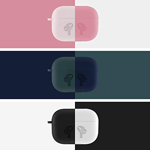 Étui AirPods Pro, Housse Antichoc avec Mousqueton, AMIGIK Coque de Protection en Silicone Épais 2.5MM pour Boîtier de Charge Apple AirPods Pro - LED Visible, Anti-Rayures(Translucide)