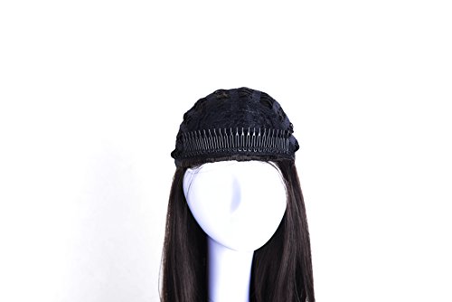 OneDor 22" Slight Curly 3/4 Ladies Half Wig Kanekalon Hair Synthetic Wigs with Comb on a mesh head cap (R4)