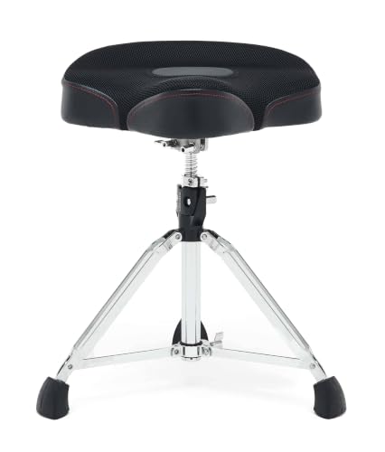 Gibraltar Drum Stool 9000 Series Air Tech Motorcycle Pro Series Saddle 2-Tone, 9608MW2T (Diameter: 43cm, Dry-Mesh Fabric Seat, Super Lock, Super Foot Rubber Feet)