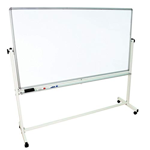 Offex Mobile Magnetic Large Whiteboard on Wheels, Free Standing Double-Sided Dry Erase White Board for Teachers, Students, Children, Classroom, Office - 72"W x 40"H