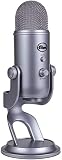 Blue Yeti USB Mic for Recording & Streaming on PC and Mac, 3 Condenser Capsules, 4 Pickup Patterns, Headphone Output and Volume Control, Mic Gain Control, Adjustable Stand, Plug & Play - Space Gray