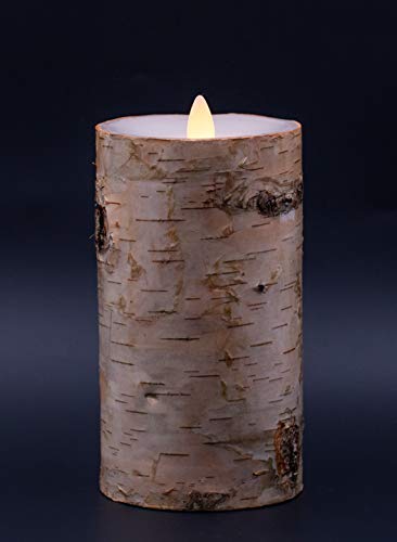Flameless Candles Flickering Flame Effect Real Wax(D 3.5" x H 7"), Real Birch Bark Battery Operated LED Pillar Candles Real Wax with Timer and Remote to Buy Separately - Thumbnail 4