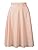 Clothink Women Peach Pink/White High Waist Midi Skater Skirt