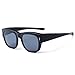 CAXMAN Oversized Fits Over Sunglasses Mirrored Polarized Lens for Prescription Glasses with Soft PU Case, Black Frame Black Lens, Size 55mm
