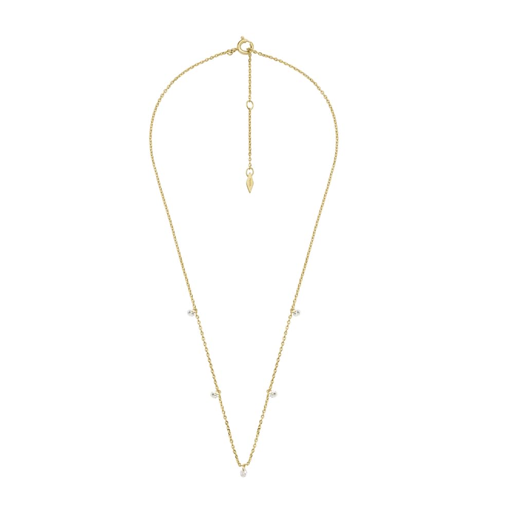 Fossil Women’s Sadie 14K Gold Plated Brass Dangle Necklace, Color: Gold (Model: JA7131710)