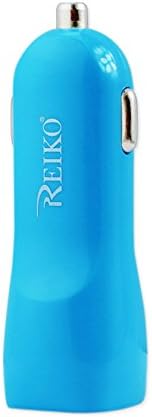 Reiko Dual USB Car Charger with Reiko Logo - Retail Packaging - Blue