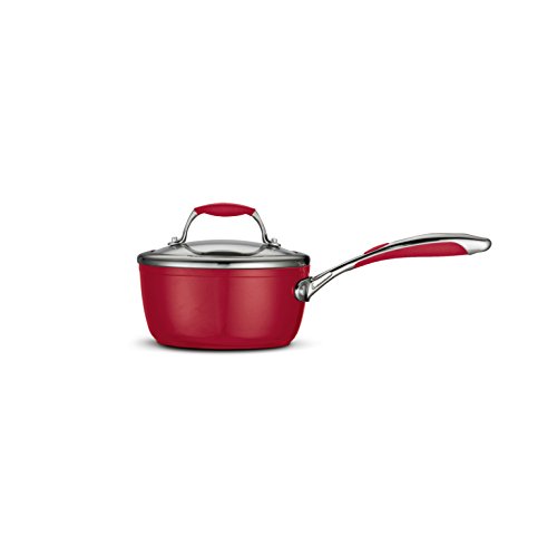 Tramontina 80110/062DS Gourmet Ceramica Deluxe Covered Sauce Pan, PFOA- PTFE- Lead and Cadmium-Free Ceramic Exterior & Interior, 1.5-Quart, Metallic Red, Made in Italy