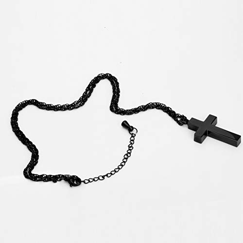 Cremation Cross Necklace for Ashes Stainless Steel Cross Urn Pendant Ashes Holder Memorial Jewelry-In Loving Memory(Black) - Thumbnail 4