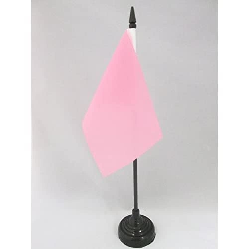 AZ FLAG - Plain Pink Table Flag 4'' x 6'' - Pink Solid color Office Mini Banner 100% Polyester 15 x 10 cm - Mini Desk Flag with 10'' Pole and Black Plastic Base
