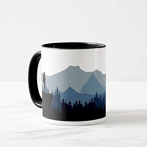 Navadey Black Ceramic Coffee Mug | Stylish Mug for Coffee, Tea & Beverages | Coffee Cup with Travel / Motivational Quotes - Lost in Nature (Ceramic, 325 ml)