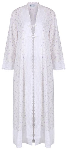 The 1 for U 100% Cotton Ladies Robe/Housecoat - Rosalind (XS, Lilac Rose)