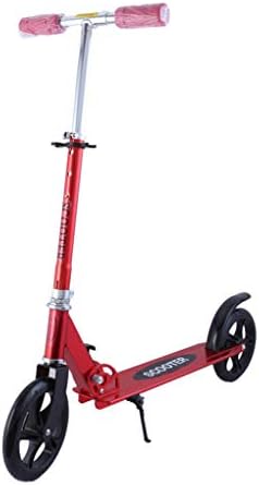 JPHBC 2 Wheel Scooters Adult Kick Scooter Foldable Portable PU 2wheels Hand Brake (color : RED)