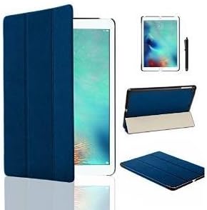 MOFRED® Blue Ultra Slim New Apple iPad Pro (Launched 2015) Leather Case Cover, Full Protection Smart Cover for iPad Pro 7th Gen 12.9" With Magnetic Auto Wake & Sleep Function + Screen Protector + Stylus Pen (Blue)