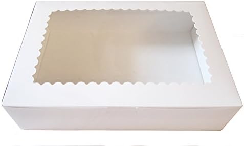 Bakery Boxes with Window for 6 Cupcakes, Cookies, Pastries, or Treats (Pack of 10) - 10" x 7" x 2 1/2" - White Paper Box