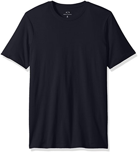 A|X Armani Exchange Men's Solid Colored Basic Pima Crew Neck, Navy, X-Large