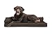 Furhaven Orthopedic Dog Bed for Large/Medium Dogs w/ Removable Bolsters & Washable Cover, For Dogs Up to 55 lbs - Plush & Velvet L Shaped Chaise - Sable Brown, Large