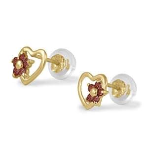 14k gold heart earrings for girls size