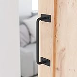 SMARTSTANDARD 8 5/8” Barn Door Handle Black Flush Square Base Round Handle Pull for Cabinet Door Handle