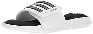 Image of adidas Men's Superstar Slide Running Shoe, Black/White, 7 M US