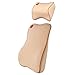 Anyshock Lumbar Support Back Cushion & Headrest Neck Pillow Kit Memory Foam Ergonomic Orthopedic Backrest for Car Seat Office Computer Chair and Wheelchair Back Pain Relief (Beige)