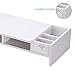 Monitor Stand Riser, Computer Laptop Riser Shelf with Organizer Drawer (White, 19″L x 8″W x 4″H)thumb 4