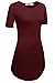 Meaneor Women's Side-Slit Short Sleeve Round Neck Tunic Top Wine Red S
