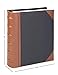 Executive Binder, English Leather 2 Tone with Stitching and Ribbed Spine, Heavy Duty 1.1/2 Inch 3 D-ring with Buster, Holds 350 8.5x 11 Sheets (Black)