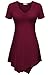 Meaneor Women's V Neck Handkerchief Hem Tunic Top Style 1 Wine Red XXL