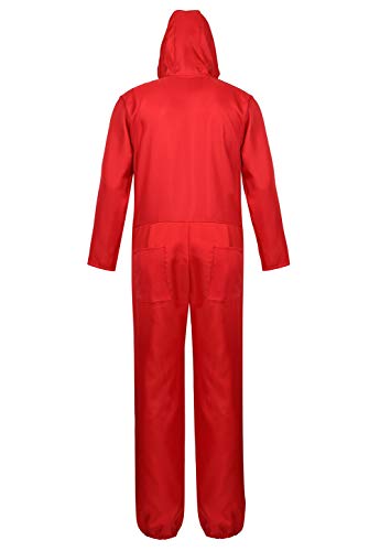 Halloween Costume Mens Red Coverall Long-Sleeve Jumpsuit with Mask Adult Cosplay Costumes L - Thumbnail 2