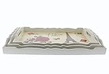 Wooden Food Serving Trays with Handles - Nesting Trays - Stackable - for Breakfast in Bed, Coffee Table, Parties, Hosting, More - Elegant Paris Theme Print - White - 3 Piece Set - Sml, Med, Lg