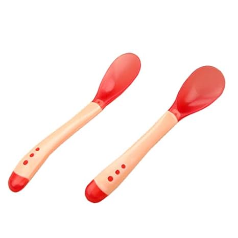 THE LITTLE LOOKERS Silicone Tip Heat Sensitive Silicone Spoons | Temperature Sensing Spoons (Pink, Pack of 2)