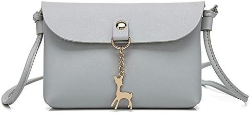 Repair Tool for Women, Faux Leather Bag Women Little Deer Pendant Casual Shoulder Messenger Hand Purse - Grey