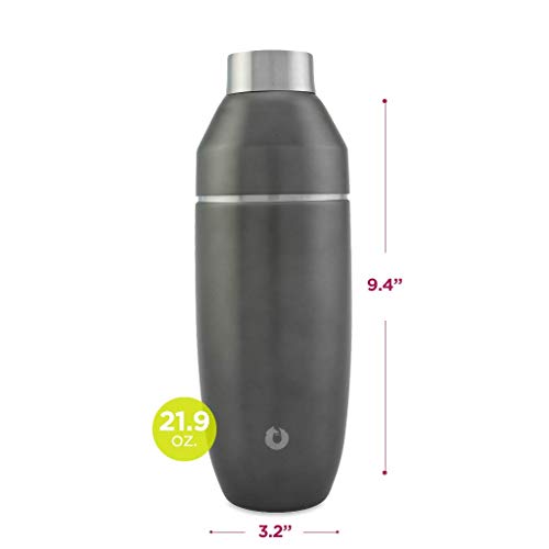 SNOWFOX Double-walled Insulated Stainless Steel Cocktail Shaker, 21.9oz), Grey Olive