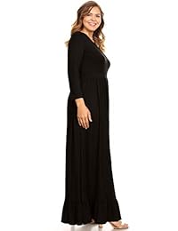 Vestido largo de manga larga con dobladillo de volante para mujer, fabricado en Estados Unidos