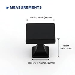 homdiy 25 Pack Black Square Cabinet Knobs Matte