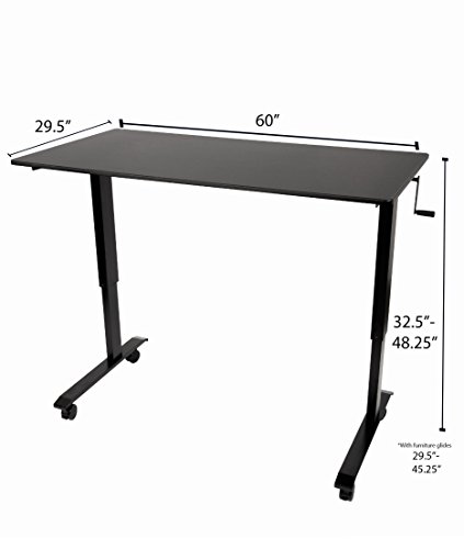 60" Crank Adjustable Height Standing Desk (White Frame/Gloss White Top) - Thumbnail 4
