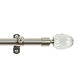 Achim Home Furnishings Royalle Crystal Curtain Rods with Finials, 28-Inch Extends to 48-Inch, Silver