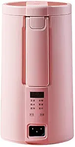 BGSFF 220V Electric Soymilk Machine Multicooker Mini Heatable SOYA-Bean Milk Juicer Blender Rice Paste Maker Filter-Free with Steamer Soy Milk,Pink