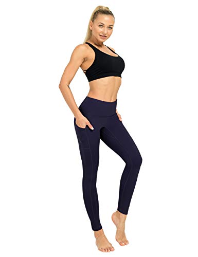 ZIIIIIZ High Waist Yoga Pants for Women Tummy Control Workout Athletic Compression Leggings with Pockets for Women(Navy-M)