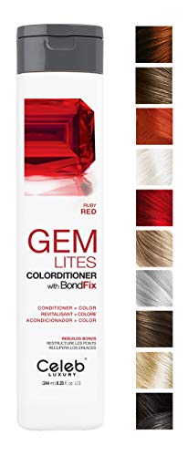 Celeb Luxury Gem Lites Colorditioner: Ruby Red Hair Color Depositing Conditioner, BondFix Bond Rebuilder, 10 Traditional Colors, Stops Fade. Condition + Color, Cruelty-Free, 100% Vegan (Best Color Depositing Conditioner For Red Hair)