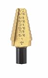 Irwin 15200 Unibit20T Titanium Nitrate Coated 9/16-Inch to 1-Inch by 1/2-Inch Shank Hole Enlarging Step Drill Bit