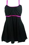 Cocoship Black Plus Size Cerise Mint Swimdress One Piece Swimsuit Beachwear(FBA)