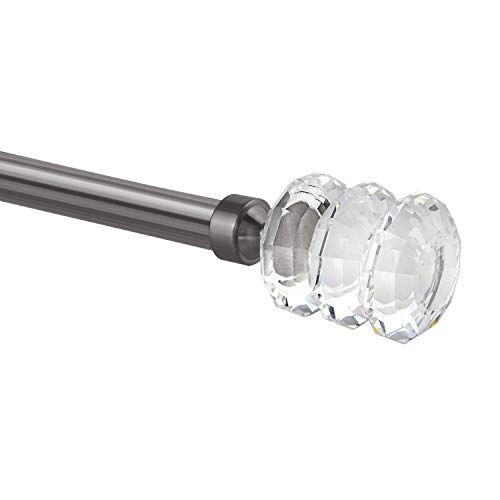 Sheffield Home, AMG, and Enchante Accessories, 3 Ring Crystal Curtain Rod, 36 to 66-Inch, Pewter