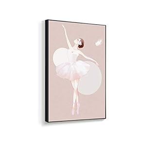Framed Canvas Home Artwork Decoration Elegant Ballerina Canvas Wall Art for Living Room, Bedroom - 16x24 inches