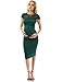 PattyBoutik Mama Crewneck Crochet Lace Inset Ruched Sheath Dress